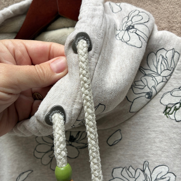 Ragwear Beige Black Floral Print Sweatshirt Cowl Neck Size Medium Cosy Warm - Picture 2 of 14